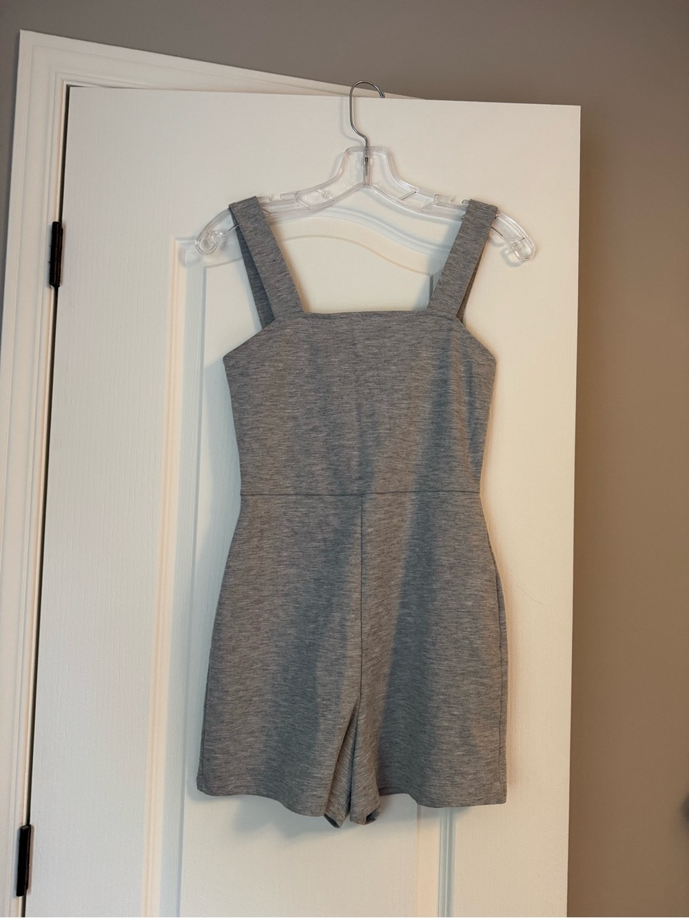 Zara Gray Knit Romper with Wide Straps
